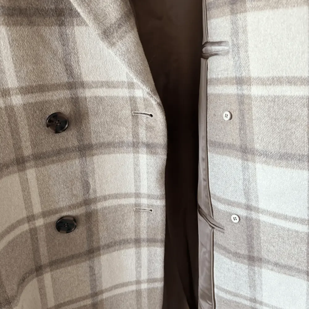 Was Him • Tan Fran Wheat Plaid Ludlow Wool Blend Trench Coat